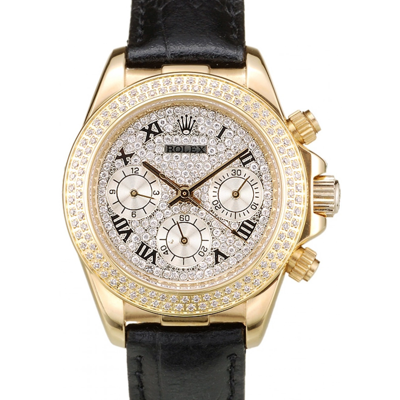 MiroTime 0717 Rolex Daytona Lady Gold Case Crystal Studded Bezel Crystal Studded Dial 98238